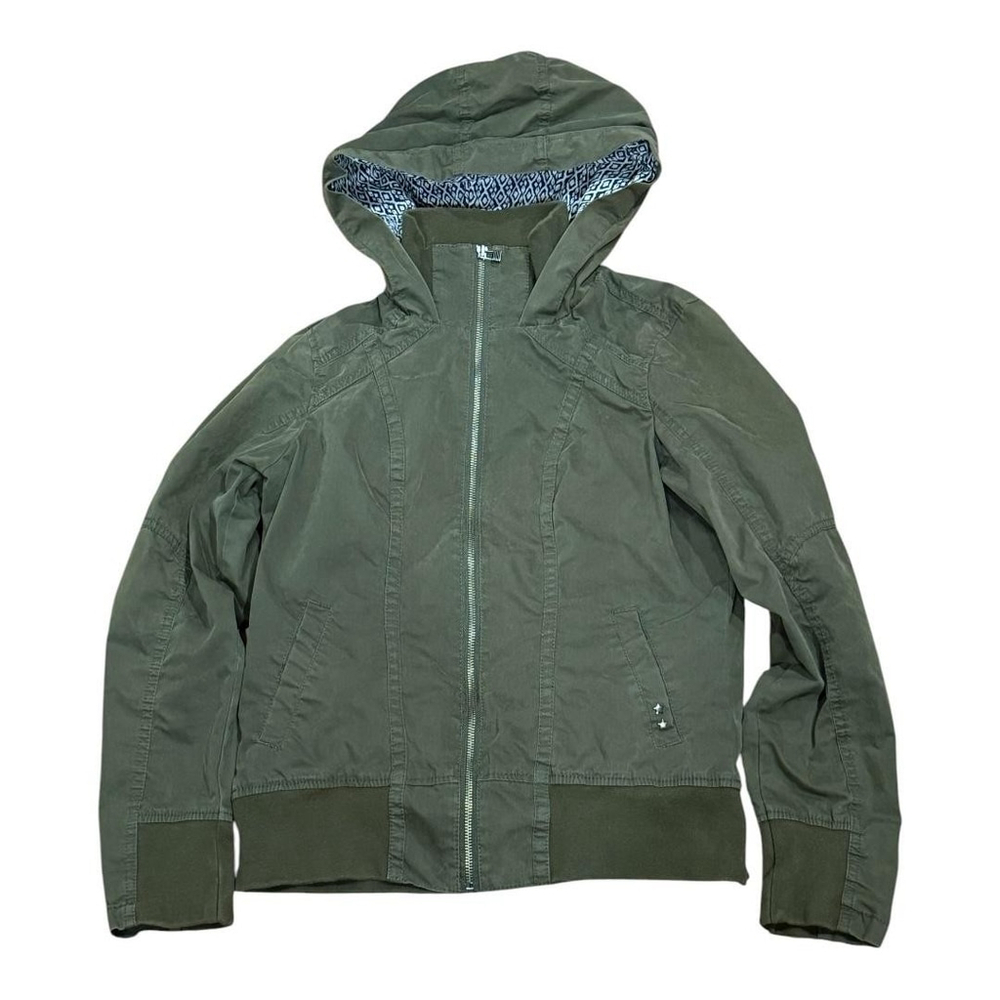 Twik Jacket Womens Medium Green Hooded Zip Cotton Blend Lined Casual Utility